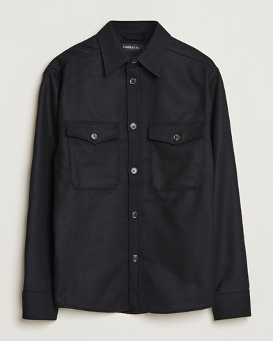 Men | Overshirts | J.Lindeberg | Flat Wool Overshirt Black