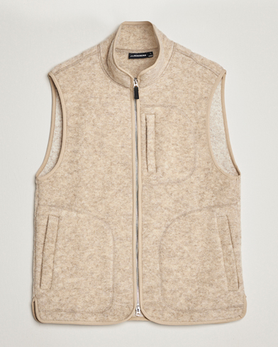 Men | Fleece Sweaters | J.Lindeberg | Duncan Wool Fleece Vest Oyster Grey