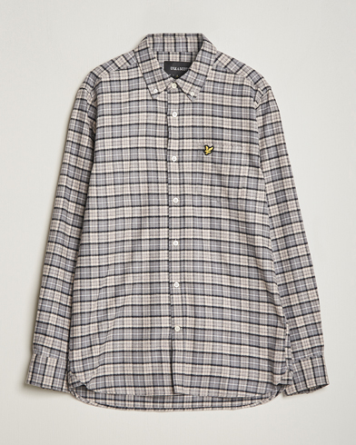 Men |  | Lyle & Scott | Checked Flannel Button Down Shirt Cove White
