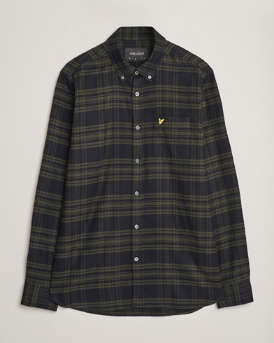 Men |  | Lyle & Scott | Checked Flannel Button Down Shirt Mountain Moss