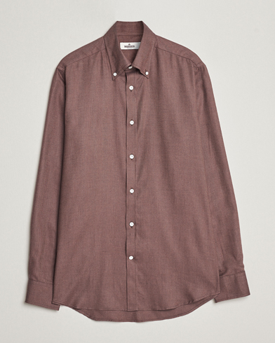Men | Morris | Morris Heritage | Herringbone Brushed Cotton Shirt Brown