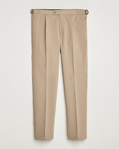 Men |  | Oscar Jacobson | Delon Brushed Cotton Trousers Beige