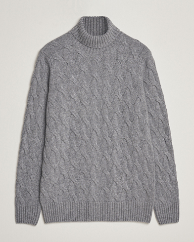 Men | Sale: 50% Off | Oscar Jacobson | Seth Heavy Knitted Wool/Cashmere Cable Rollneck Grey