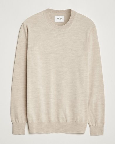 Men | Sweaters & Knitwear | NN07 | Ted Merino Crew Neck Pullover Light Khaki Melange