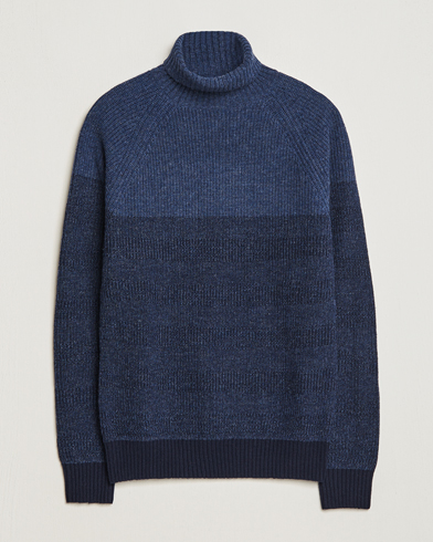 Men | Sweaters & Knitwear | Stenströms | Chunky Ombre Knit Rollneck Blue