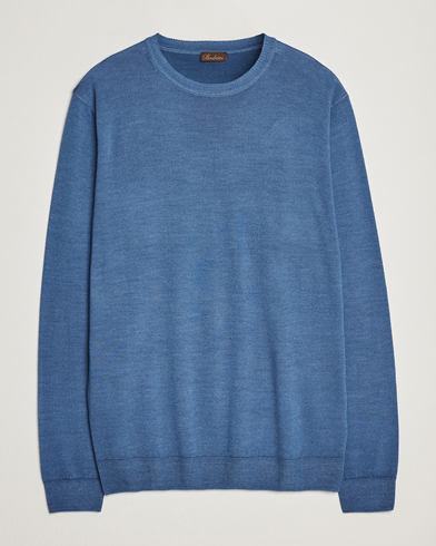 Men |  | Stenströms | Garment Dyed Merino Wool Crewneck Blue