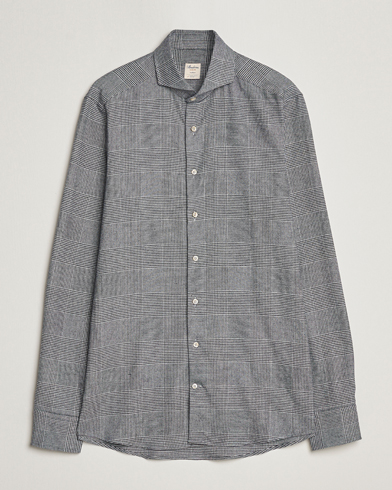Men | Shirts | Stenströms | Slimline Prince of Wales Check Flannel Shirt Grey