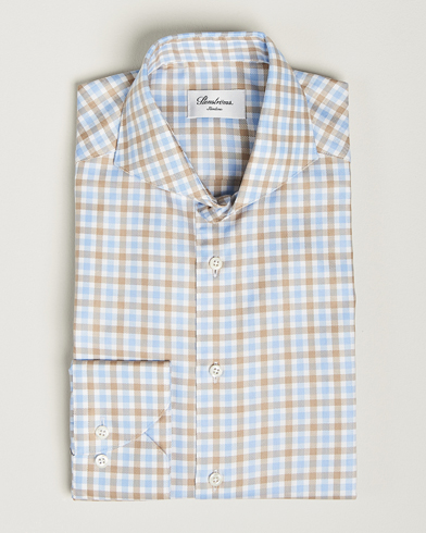 Men |  | Stenströms | Slimline Checked Royal Oxford Shirt Beige/Blue