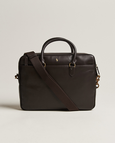 Men | Briefcases | Polo Ralph Lauren | Leather Commuter Bag Dark Brown