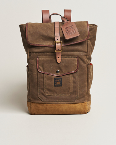Men | Bags | Polo Ralph Lauren | Zip Top Oil Cloth Backpack Olive