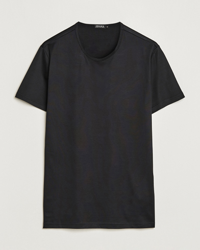 Men |  | Zegna | Filoscozia Pure Cotton Round Neck T-Shirt Black