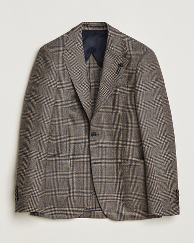 Men |  | Lardini | Checked Wool Blazer Brown/Navy