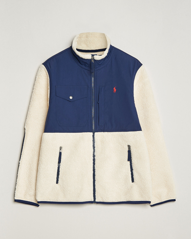 Men | Fleece Sweaters | Polo Ralph Lauren | Bonded Sherpa Full Zip Sweater Cream/Newport Navy