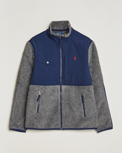 Men | Fleece Sweaters | Polo Ralph Lauren | Bonded Sherpa Full Zip Sweater Grey/Newport Navy
