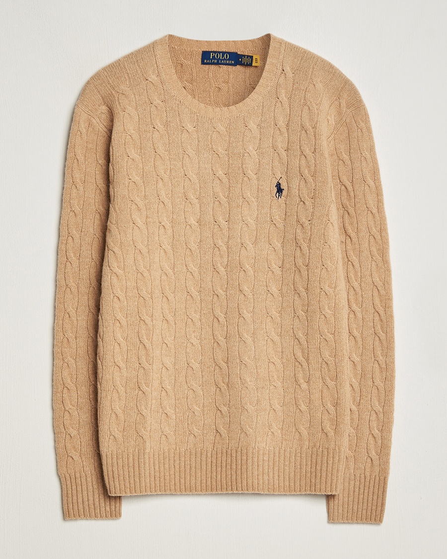 Polo Ralph Lauren Wool/Cashmere Cable Half Zip Camel Melange at