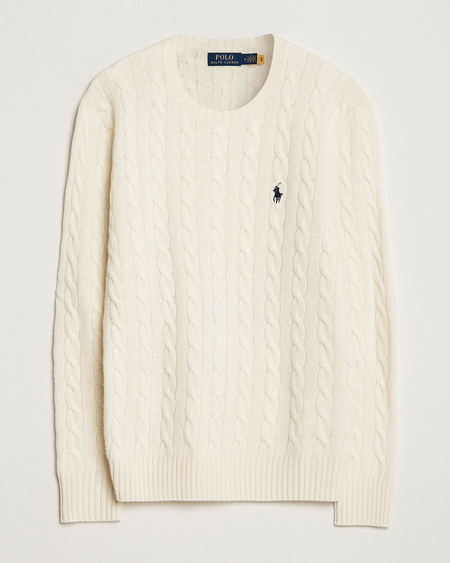 Polo Ralph Lauren Wool/Cashmere Cable Crew Neck Andover Cream – White