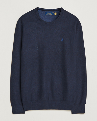 Men |  | Polo Ralph Lauren | Textured Cotton Crew Neck Sweater Navy Heather 