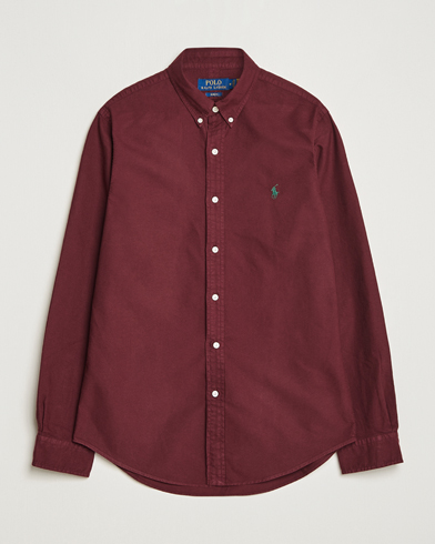Men | Oxford Shirts | Polo Ralph Lauren | Slim Fit Garment Dyed Oxford Harvard Wine