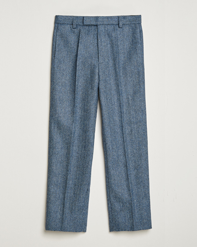 Men | Formal Trousers | Palmes | Pleated Wool Trousers Navy Herringbone