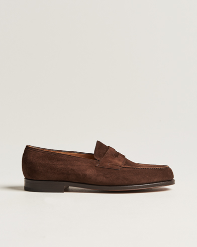 Men | Handmade Shoes | John Lobb | Lopez Penny Loafer Dark Brown Suede