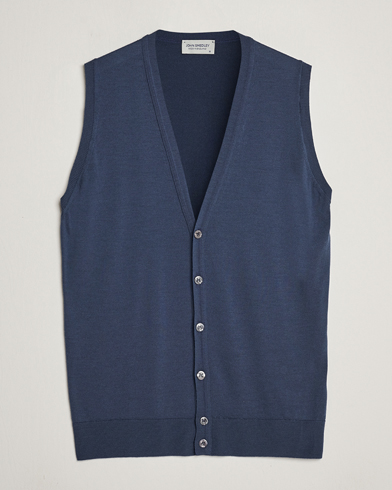 Men | Sweaters & Knitwear | John Smedley | Huntswood Slim Fit Waistcoat Smoke Blue