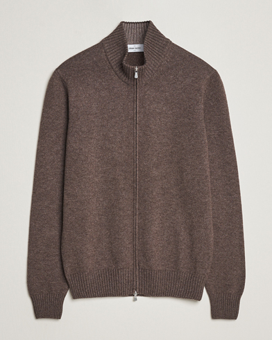Men | Sweaters & Knitwear | Gran Sasso | Wool/Cashmere Full Zip Brown Melange