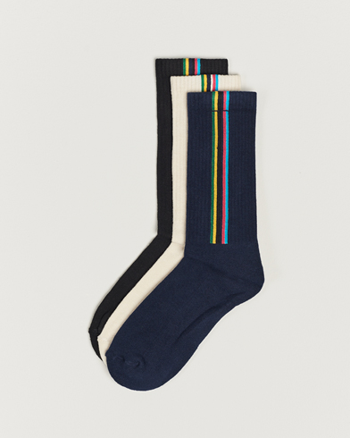 Men | Paul Smith | PS Paul Smith | 3-Pack Striped Socks Black/Navy/White