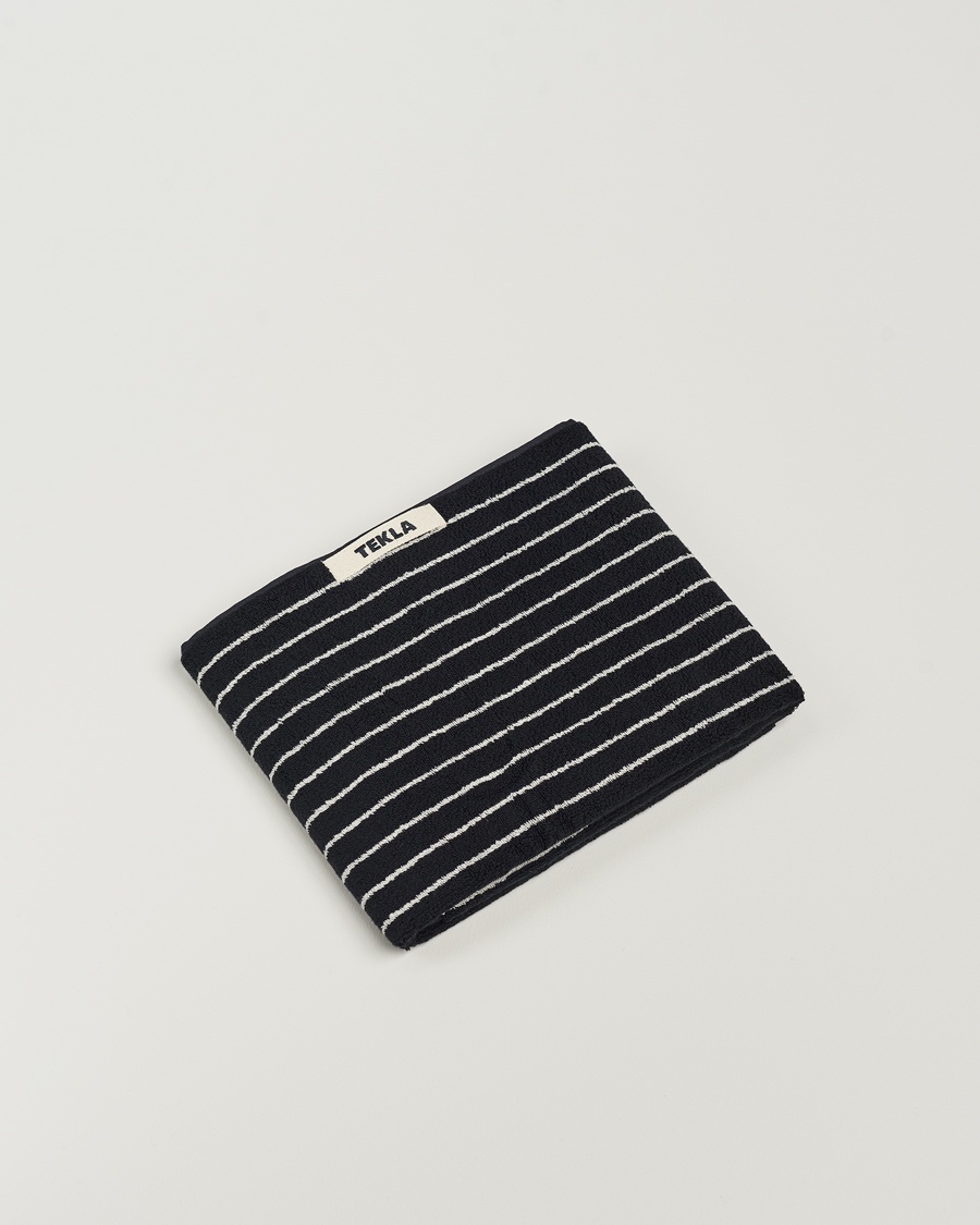 Tekla Organic Terry Hand Towel Black Stripe – Black