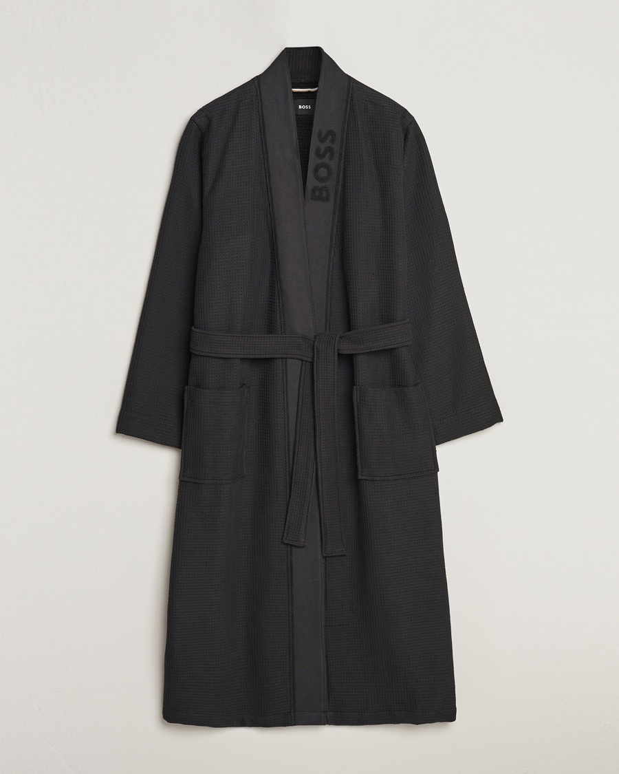 BOSS BLACK Waffle Robe Black – Black
