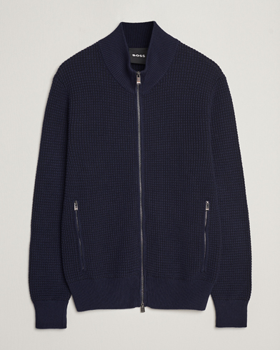 Men | Sale clothing | BOSS BLACK | Mabeo Heavy Knitted Full Zip Dark Blue