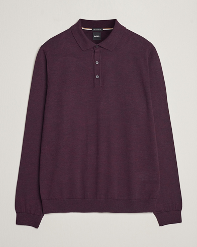 Men | Sale clothing | BOSS BLACK | Lancione Merino Knitted Polo Dark Red
