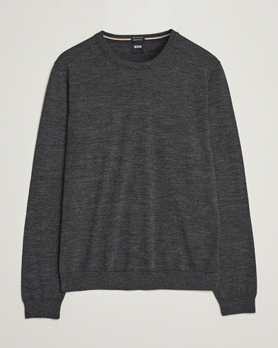 Men | Sweaters & Knitwear | BOSS BLACK | Leno Knitted Sweater Black Melange