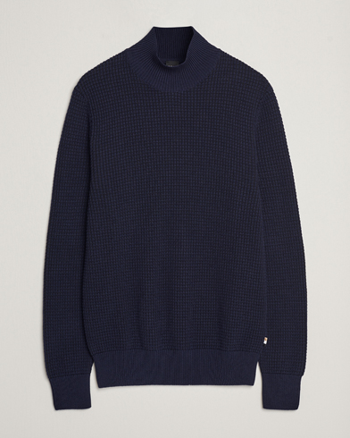 Men | Sweaters & Knitwear | BOSS BLACK | Maurelio Heavy Knitted Polo Dark Blue