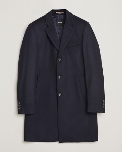 Men | Coats | BOSS BLACK | Hyde Wool/Cashmere Coat Dark Blue