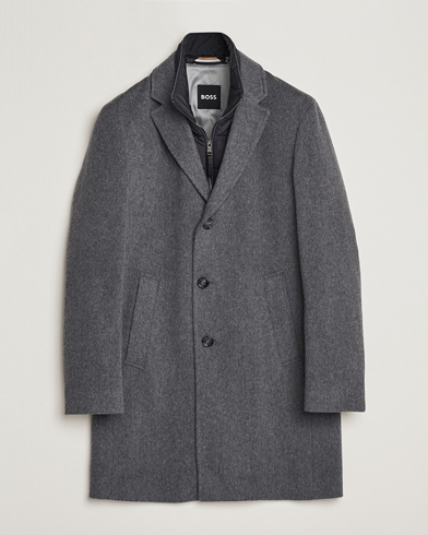 Men |  | BOSS BLACK | Hyde Wool Bib Coat Medium Grey