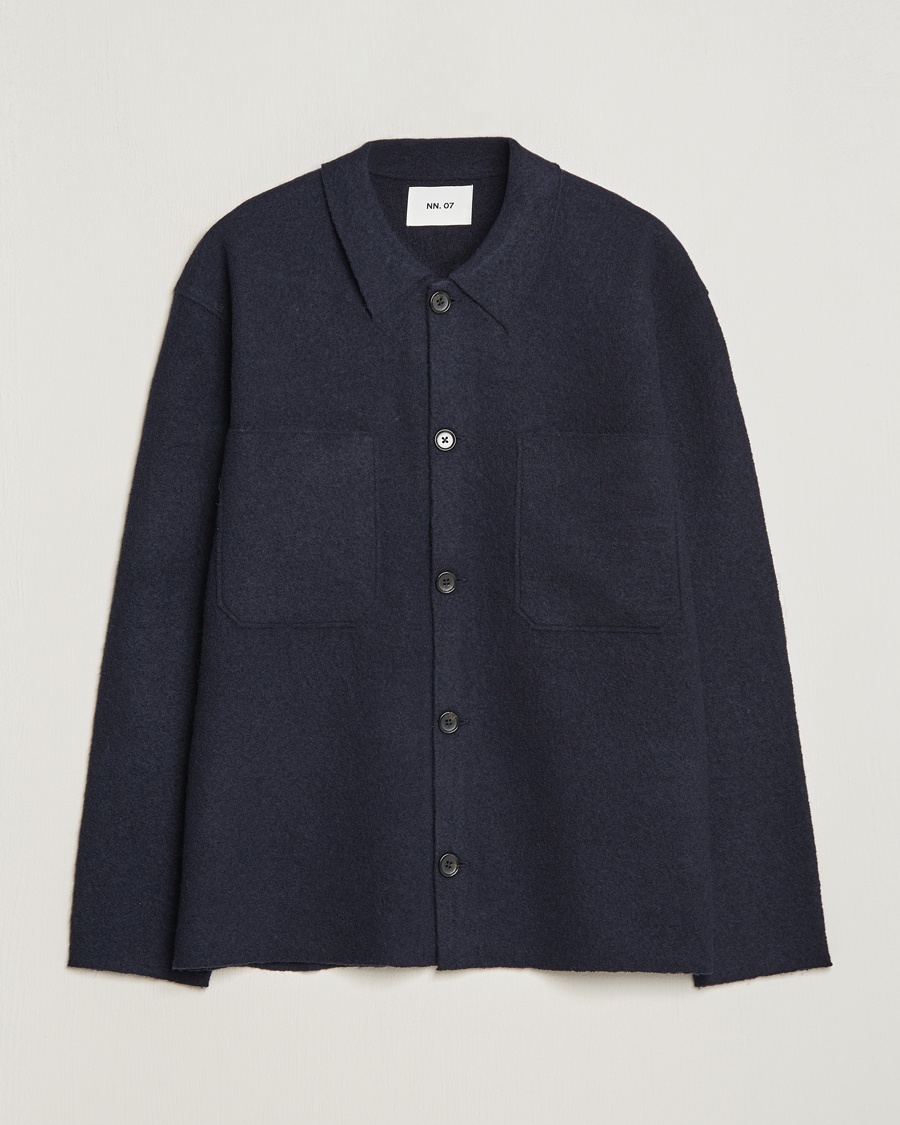 NN07 Jonas Boiled Wool Cardigan Navy Blue – Blue