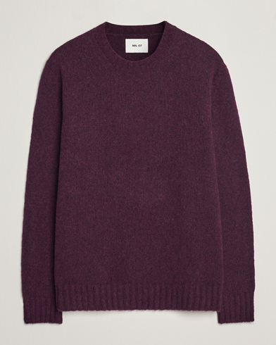 Men | Sweaters & Knitwear | NN07 | Lee Brushed Wool Crew Neck Plum