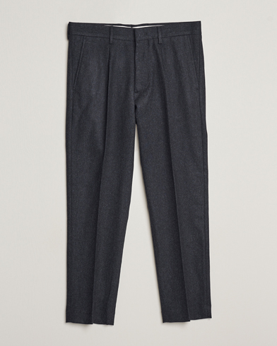 Men |  | NN07 | Bill Brushed Flannel Pleated Trousers Navy Blue