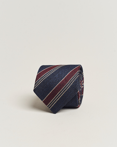 Men |  | Amanda Christensen | Cotton/Wool/Silk 8cm Regimental Stripe Tie Navy/Red