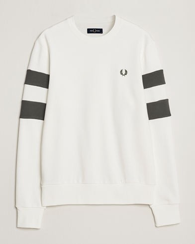Men |  | Fred Perry | Tipped Sleeve Sweatshirt Snow Whiite