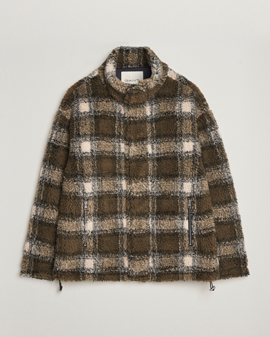 Men | Fleece Sweaters | GANT | Checked Shepra Fleece Full Zip Multi