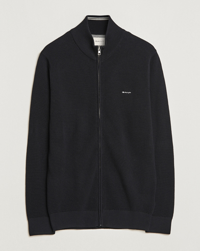 Men |  | GANT | Cotton Pique Full-Zip Sweater Black