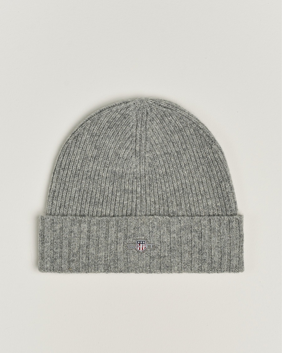 GANT Wool Lined Beanie Grey Melange - Size: One size / Mens clothing