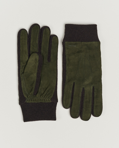 Men |  | Hestra | Geoffery Suede Wool Tricot Glove Dark Olive