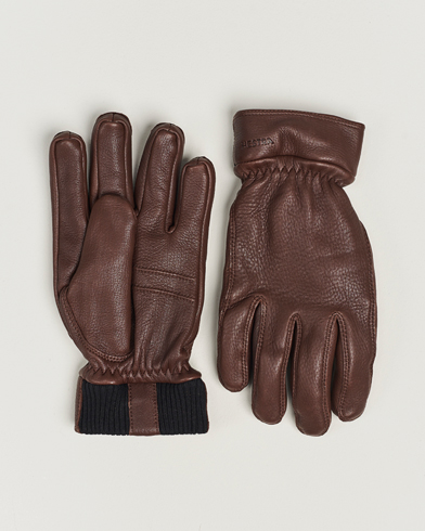 Men |  | Hestra | Kjetil Deerskin Rib Knitted Cuff Glove Chocolate