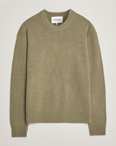 Men | Knitted Jumpers | FRAME | Cashmere Sweater Khaki Green