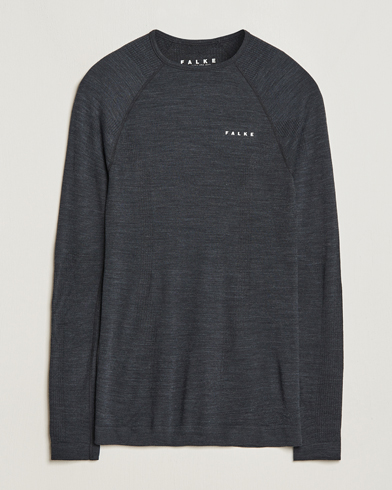 Men |  | Falke Sport | Falke Long Sleeve Wool Tech Shirt Black
