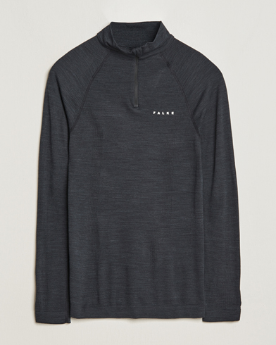 Men | Falke Sport | Falke Sport | Falke Long Sleeve Wool Tech half Zip Shirt Black