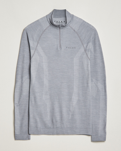 Men | Falke Sport | Falke Sport | Falke Long Sleeve Wool Tech half Zip Shirt Grey Heather