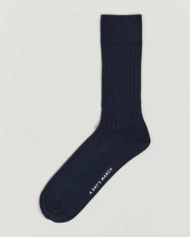 Men |  | A Day's March | Ribbed Cotton Socks Navy